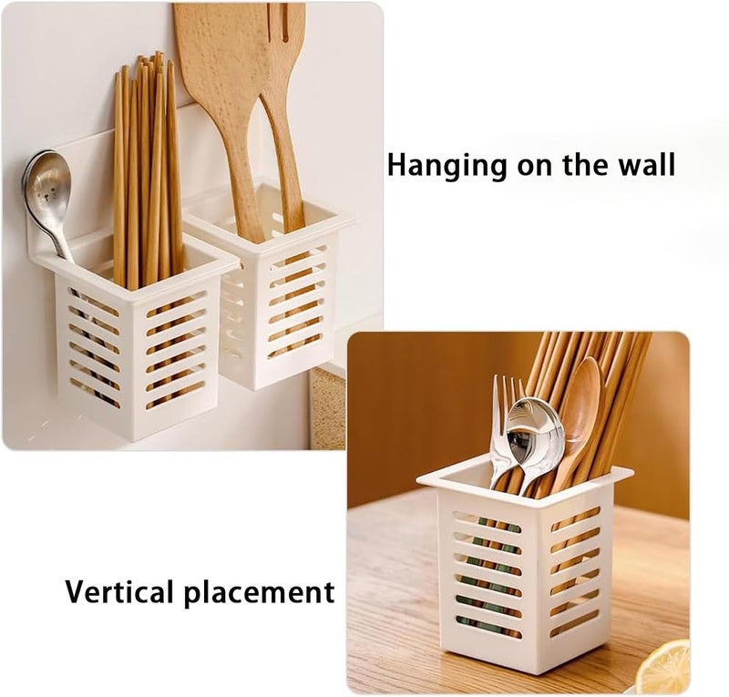 DIYOHFE Kitchen Tool Holder Wall-mounted utensils and Forks Spoons Rack,Drying Rack Space-saving,Storage of stationery, makeup brushes, and cleaning tools - Image 3